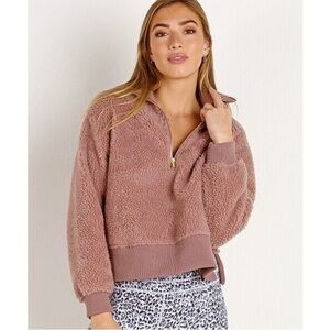 VARLEY Daphne 1/2 Zip Sherpa Fleece Cropped Pullover Jacket Size XS Deauville